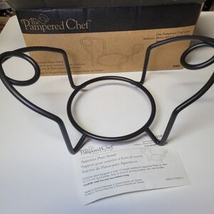The Pampered Chef Black Metal Appetizer Plate Stand Holder 3082